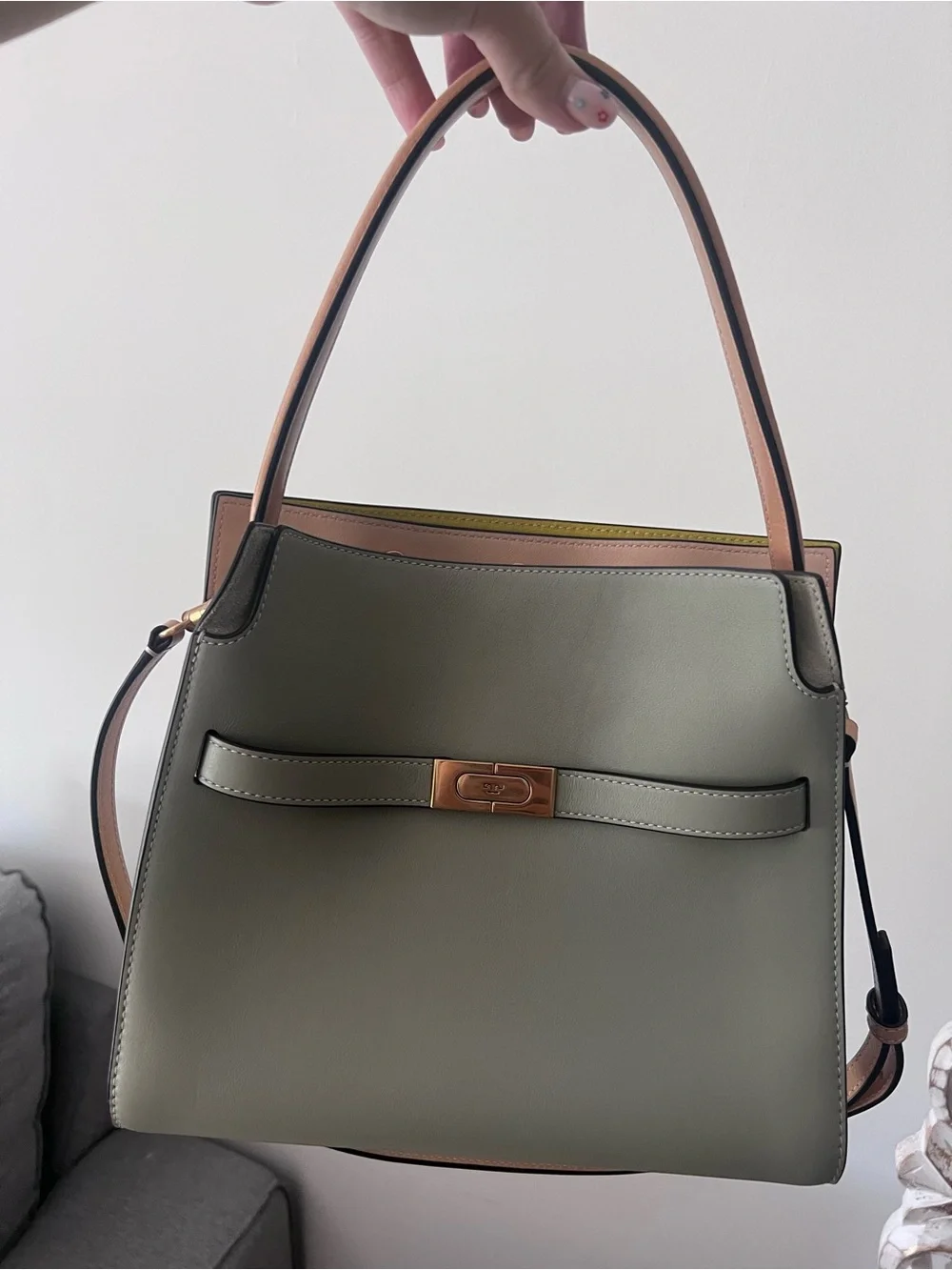 Tory Burch small Lee Radziwell Sage Green Leather Double Bag - Picture 5 of 5